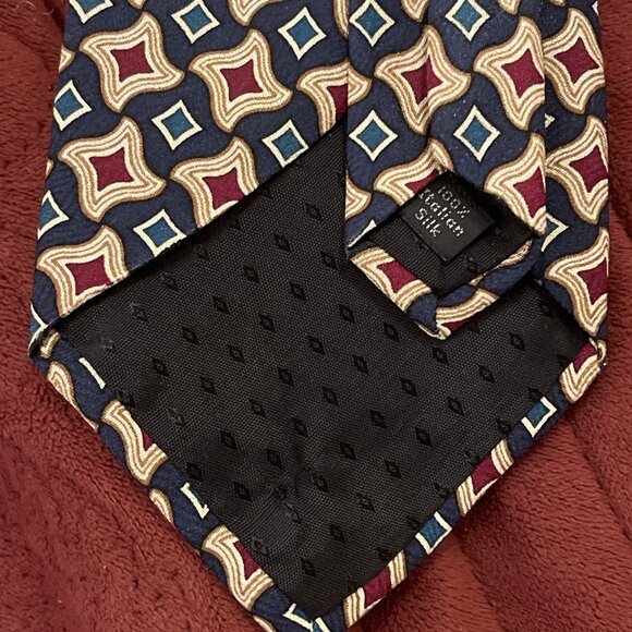 Villa Bugatti Mens 100% Italian Silk Necktie Tie Abstract Multicolor Blue Red Gr - Picture 4 of 8